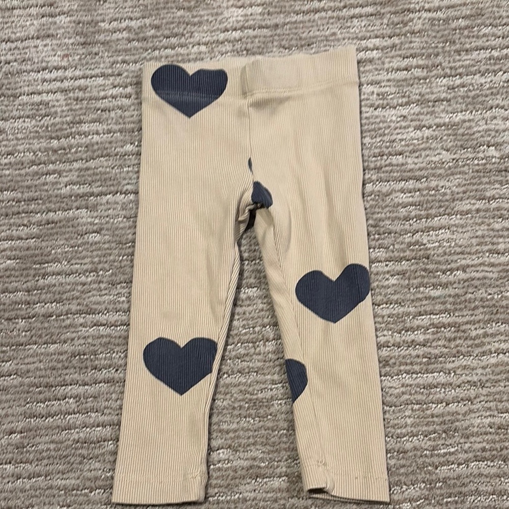 Zara Kids Tan Leggings with Navy Hearts